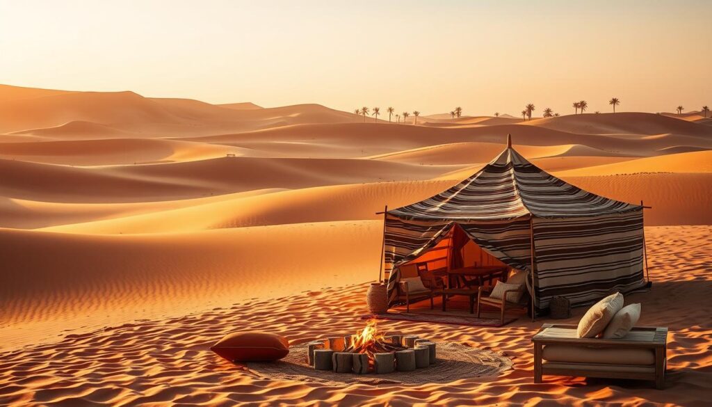 Campement dans les dunes de sable du Sahara